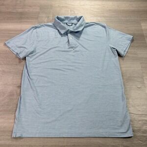 Cotton & Co Polo Shirt Mens Medium Blue Solid Golf Stretch Performance